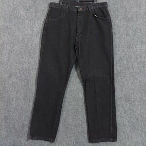 Vintage Rustler Jeans Mens 38x30‎ Black Relaxed Fit Straight Leg USA 87621BK